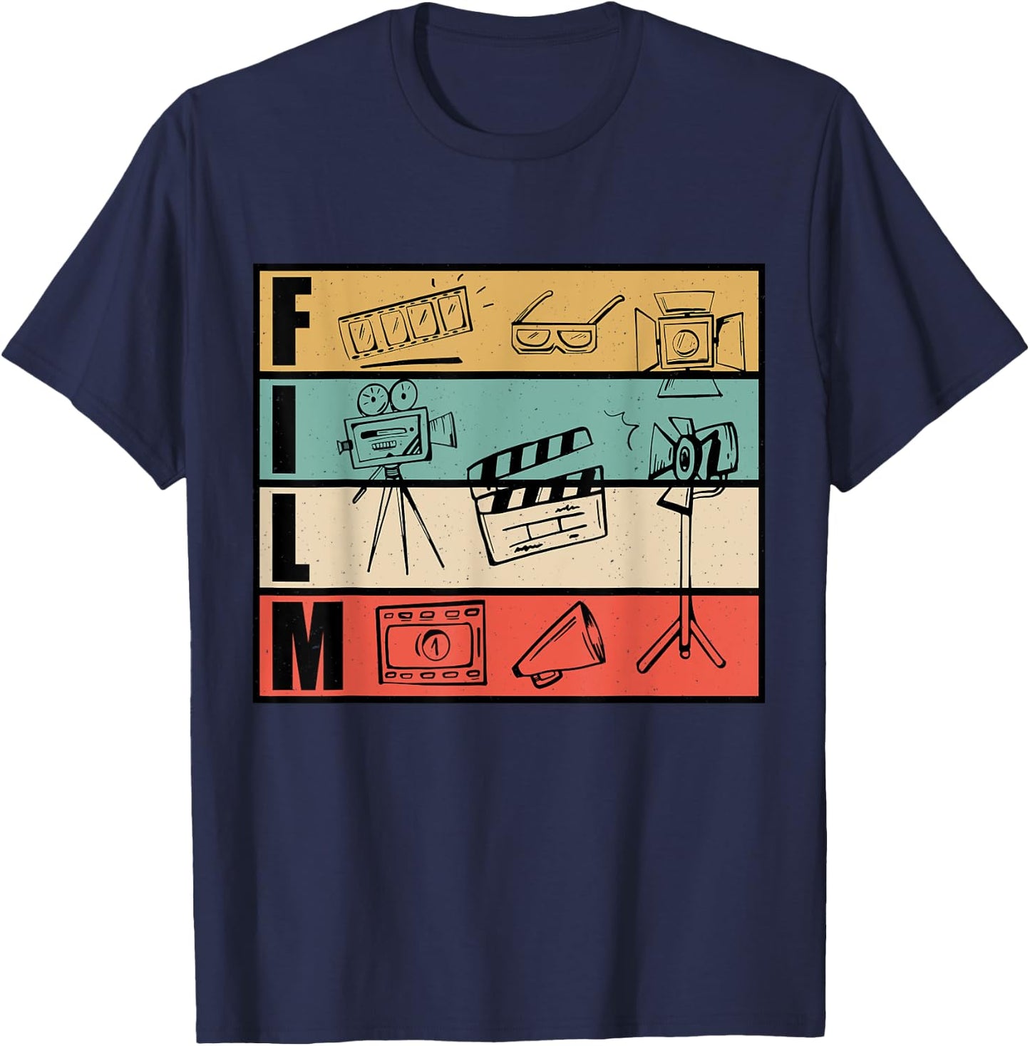 Filmmaker And Movie Director Design For Filming Cameraman T-Shirt - T-Shirt | Navy