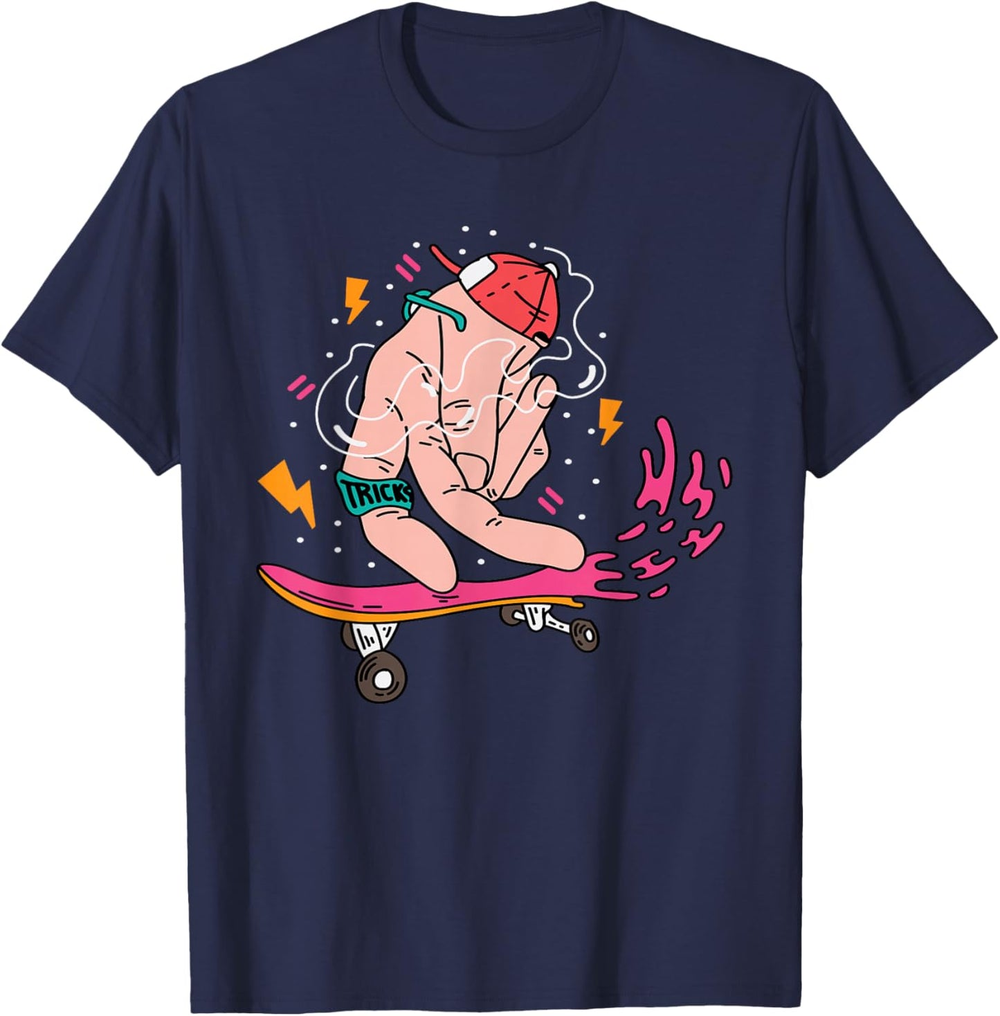Finger Skateboarding Athlete T-Shirt - T-Shirt | Navy