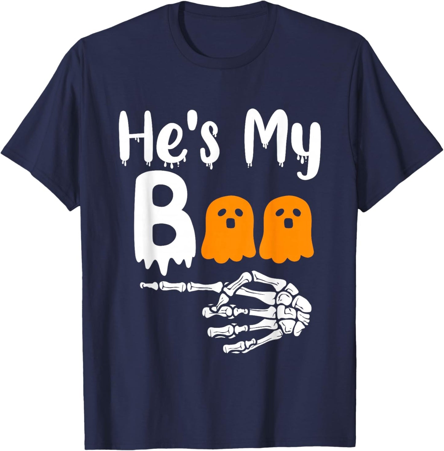 She's My Boo Matching Halloween Pajama Couples He's My Boo T-Shirt - T-Shirt | Navy