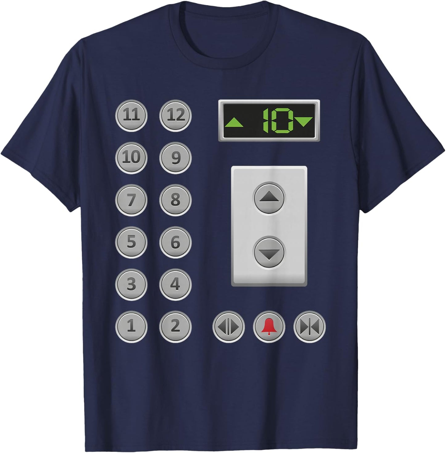 Elevator Buttons Apparel -Adult Funny Elevator - Black, Small T-Shirt - T-Shirt | Navy