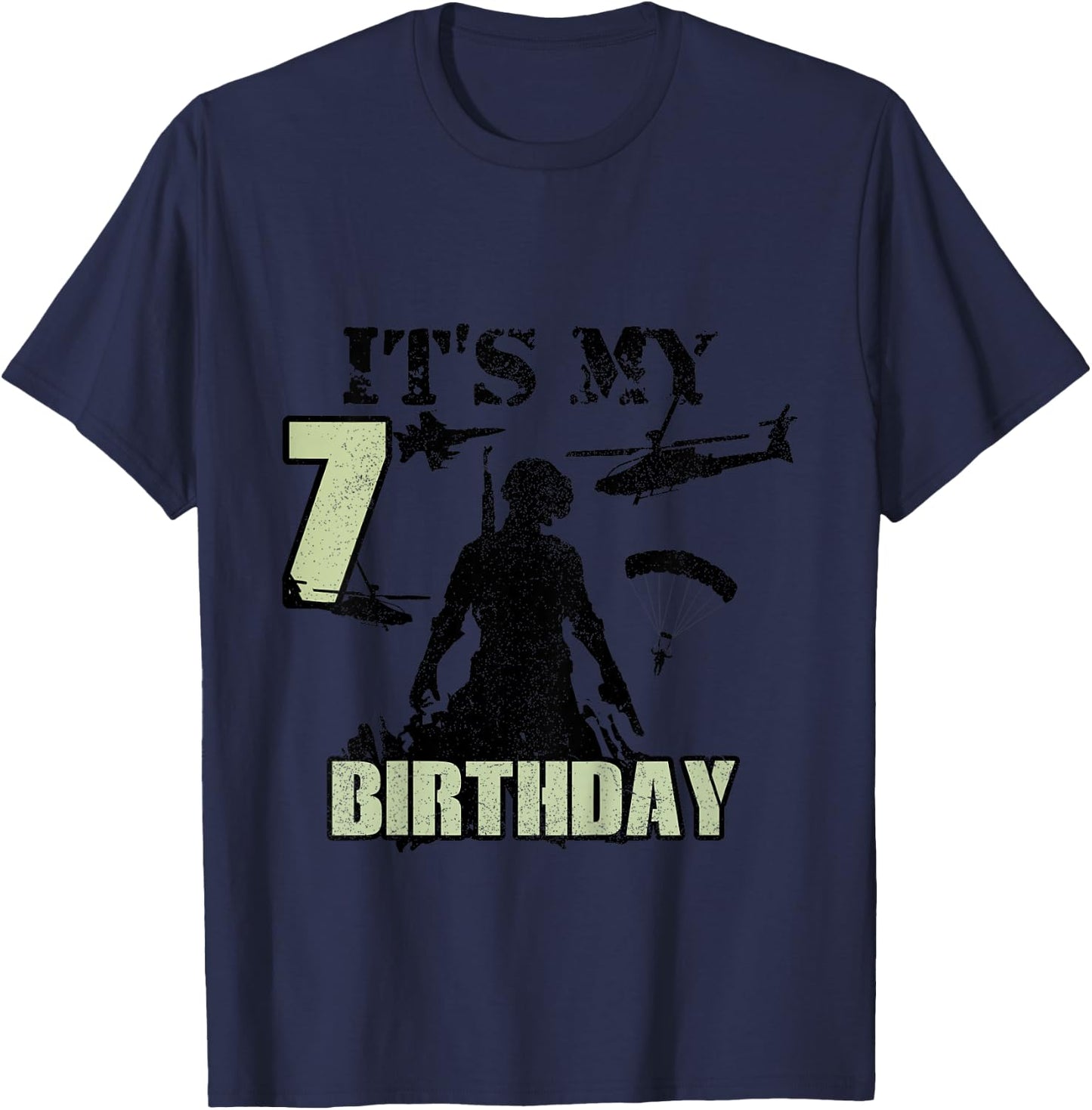7 Year Old Call Of Theme It's My Birthday Gift Boys Girls T-Shirt - T-Shirt | Navy