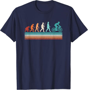 Retro Cyclist Evolution Cycling Biking Bicycle Men Women T-Shirt - T-Shirt | Navy