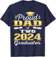 Proud Dad of Two 2024 Graduate Class 2024 Graduation family T-Shirt - T-Shirt | Navy
