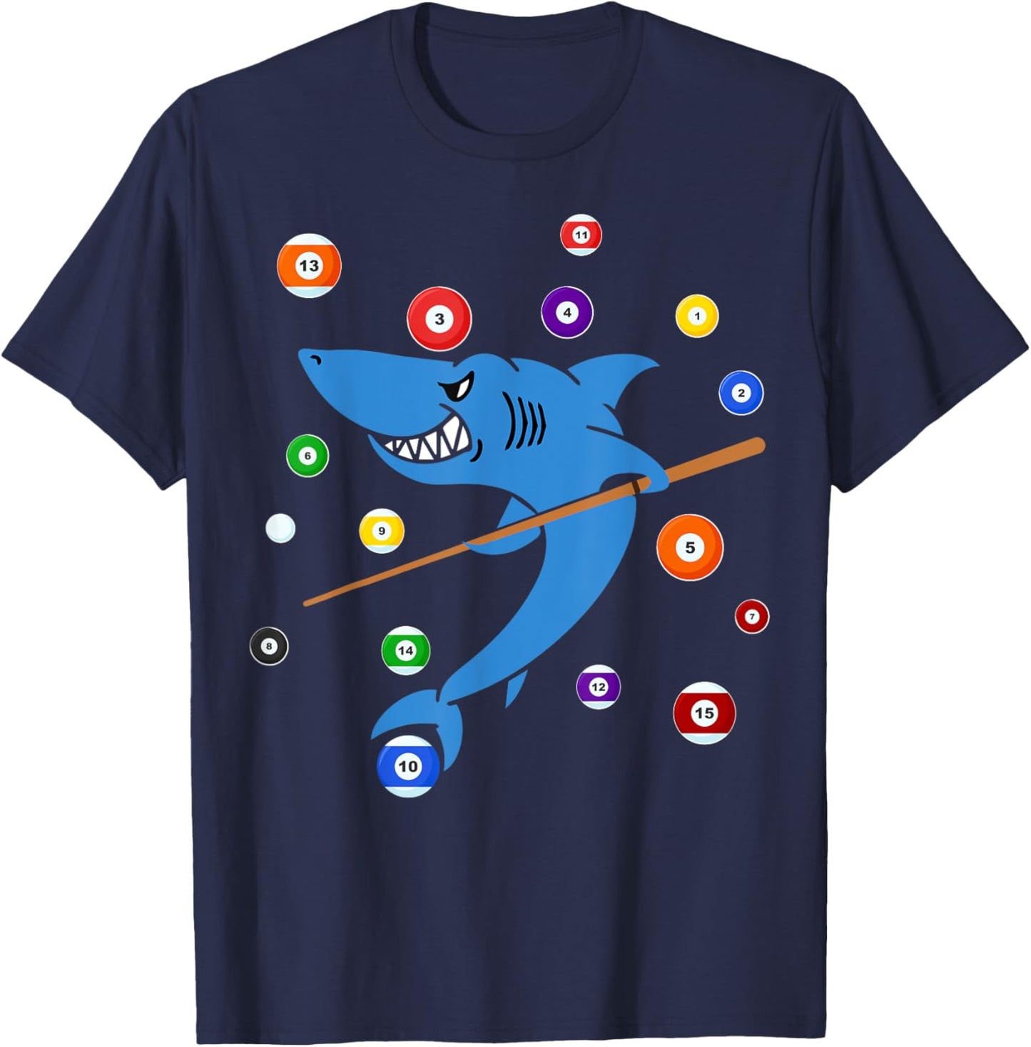 Billiard Shark 8 Ball Player Pool Table Cue Stick Snooker T-Shirt - T-Shirt | Navy