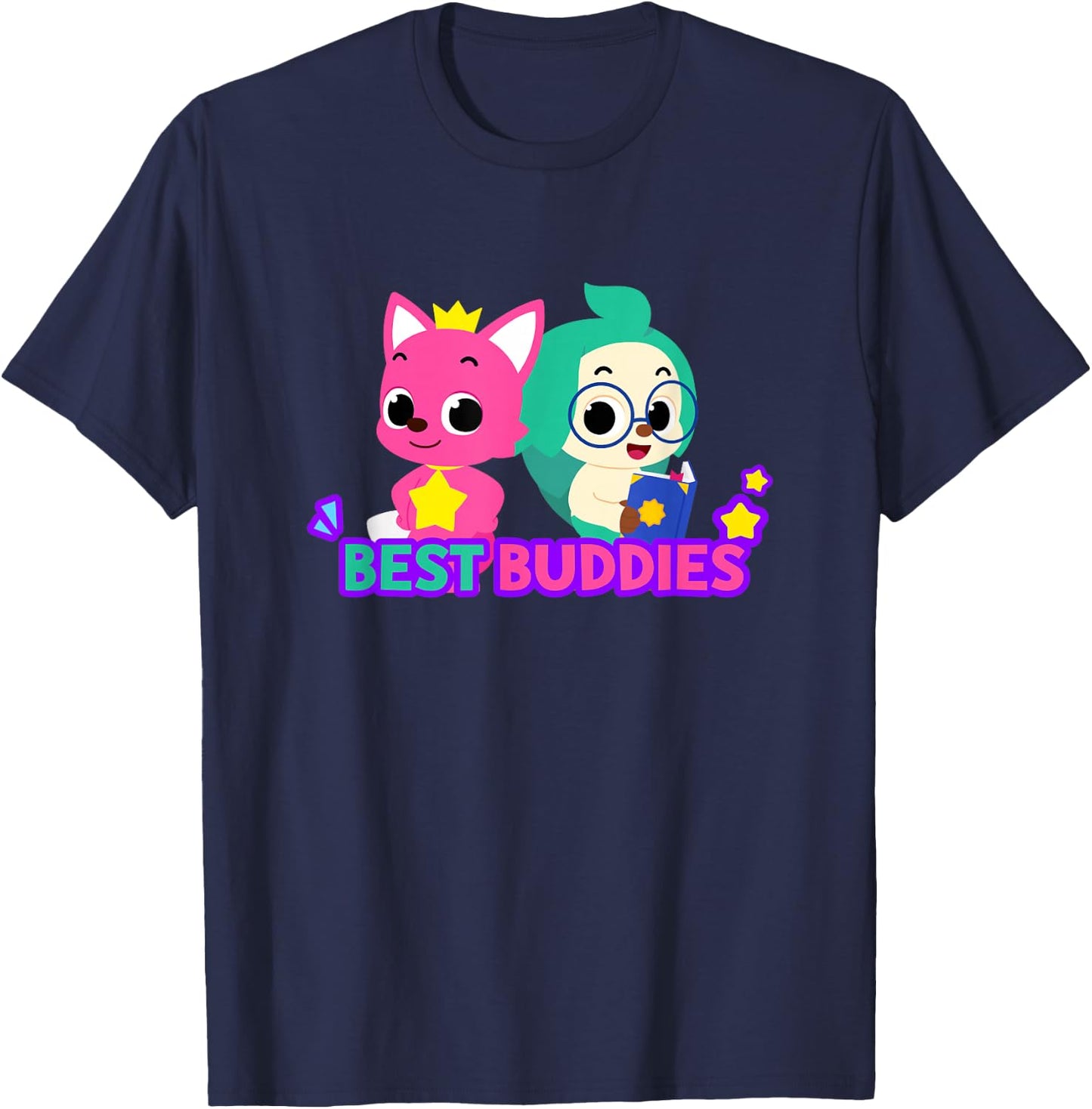 Pinkfong Wonderstar Best Buddies Pinkfong and Hogi Small T-Shirt - T-Shirt | Navy