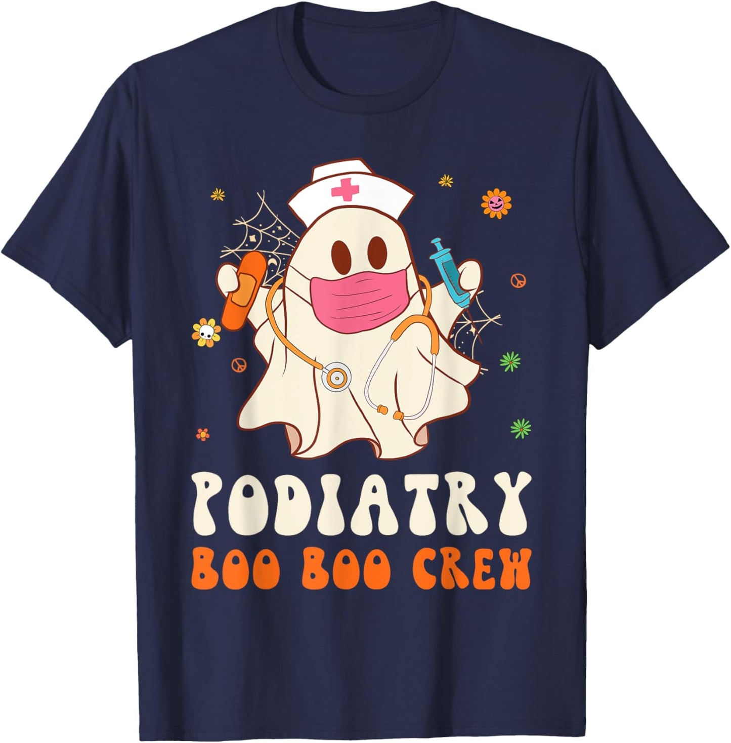 Podiatry Boo Boo Crew Nurse Funny Halloween Easy Costume T-Shirt - T-Shirt | Navy
