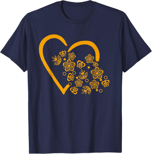 Vintage Pyrex Butterfly Gold Open Heart T-Shirt - T-Shirt | Navy