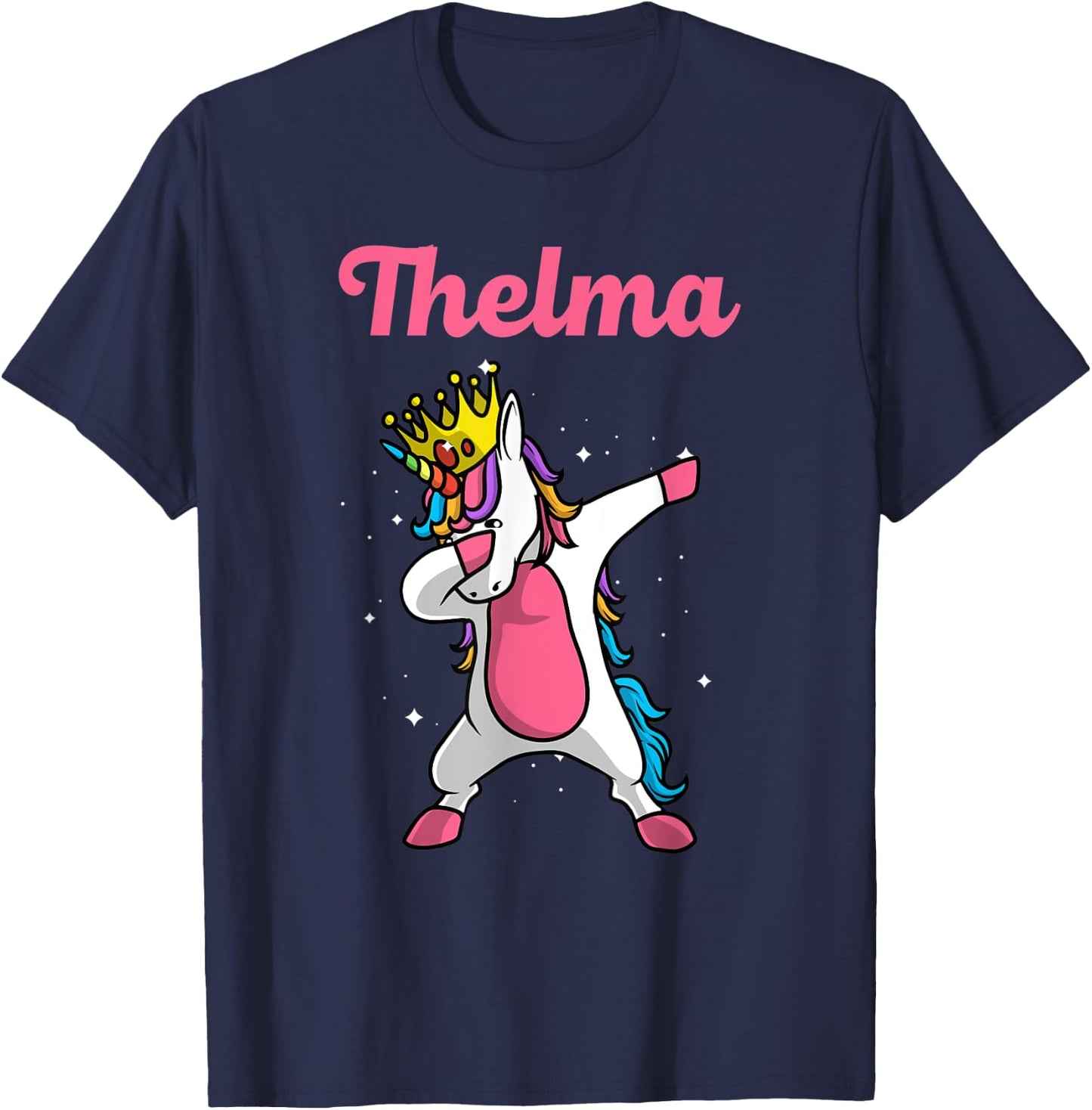 THELMA Gift Name Personalized Birthday Dabbing Unicorn Queen T-Shirt - T-Shirt | Navy