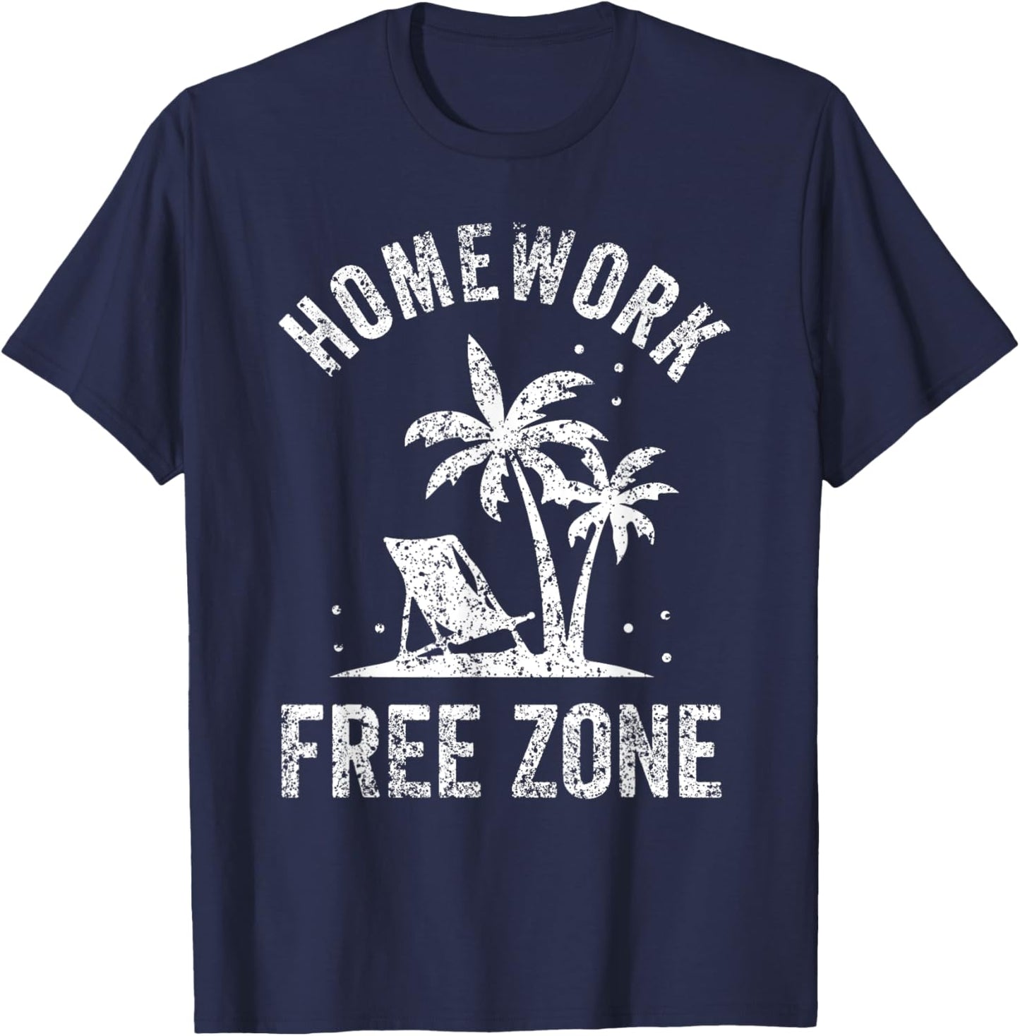 Homework-Free Zone Kids Children Pupils End Of School T-Shirt - T-Shirt | Navy
