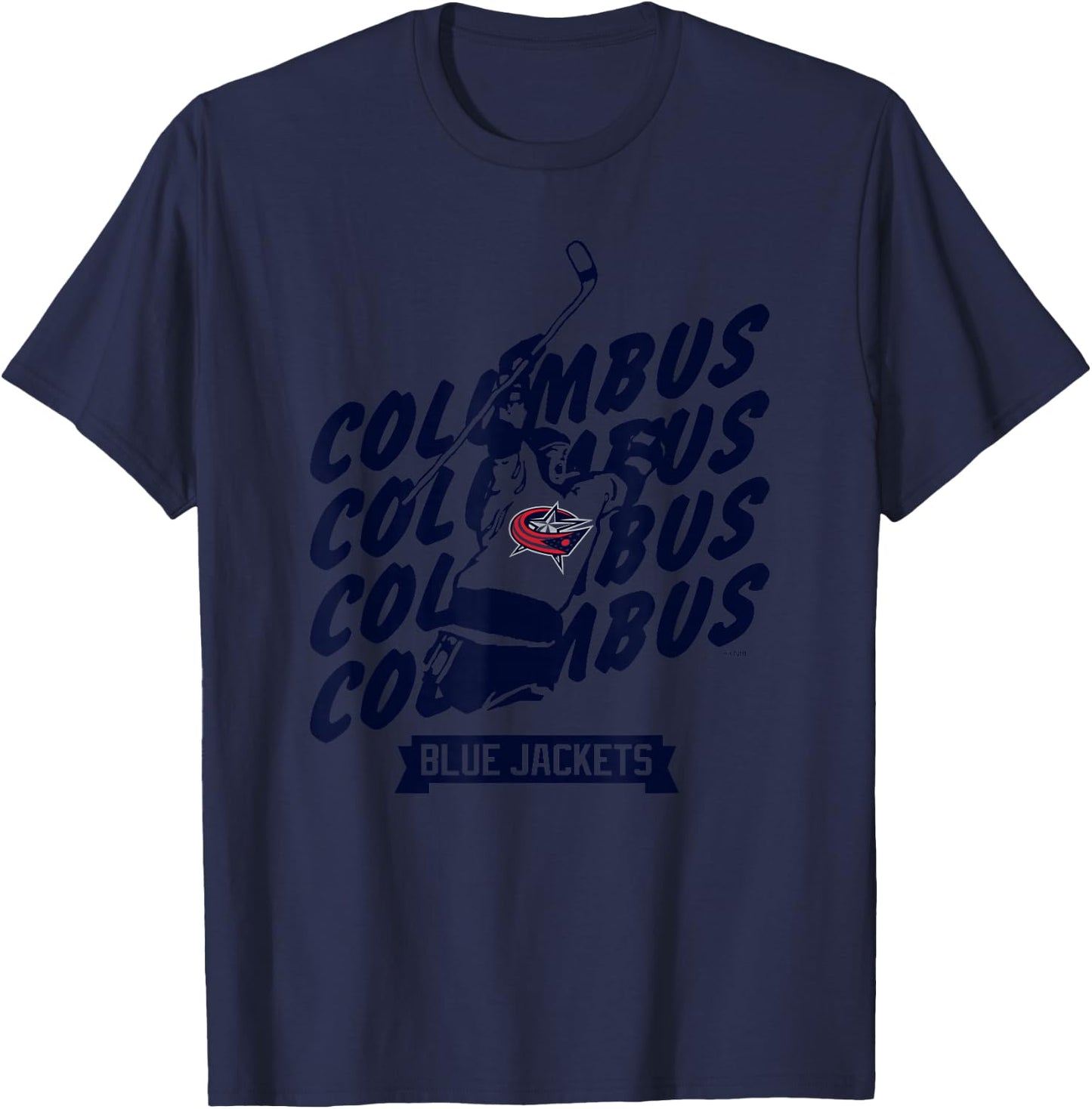 Columbus Blue Jackets Graffiti White Officially Licensed T-Shirt - T-Shirt | Navy