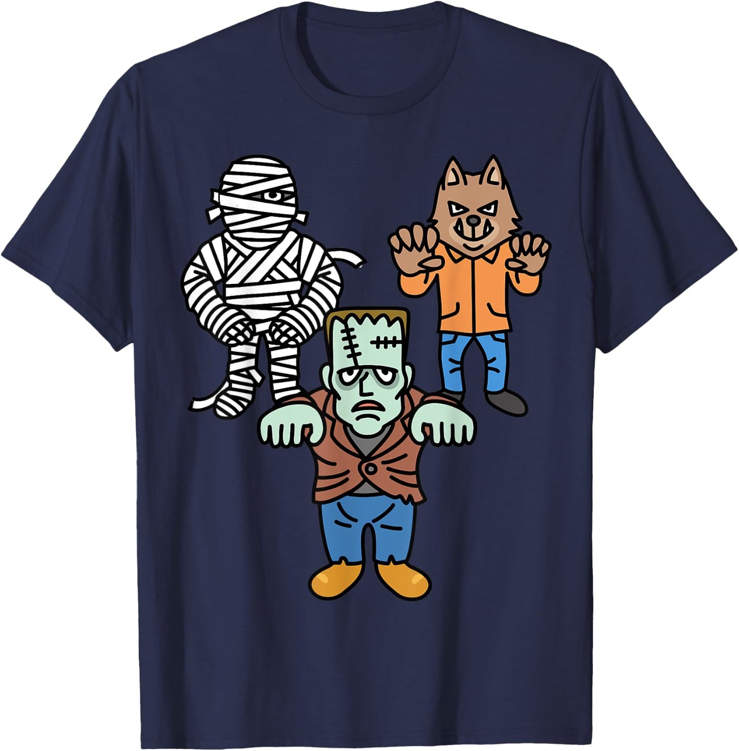 Horror Movie Monster Mummy Vintage Halloween Frankenstein T-Shirt - T-Shirt | Navy