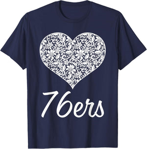76Ers Independence Lace Heart HS T-Shirt - T-Shirt | Navy