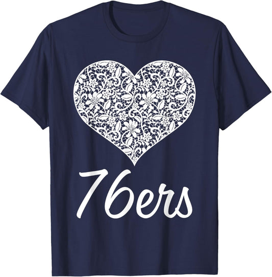 76Ers Independence Lace Heart HS T-Shirt - T-Shirt | Navy