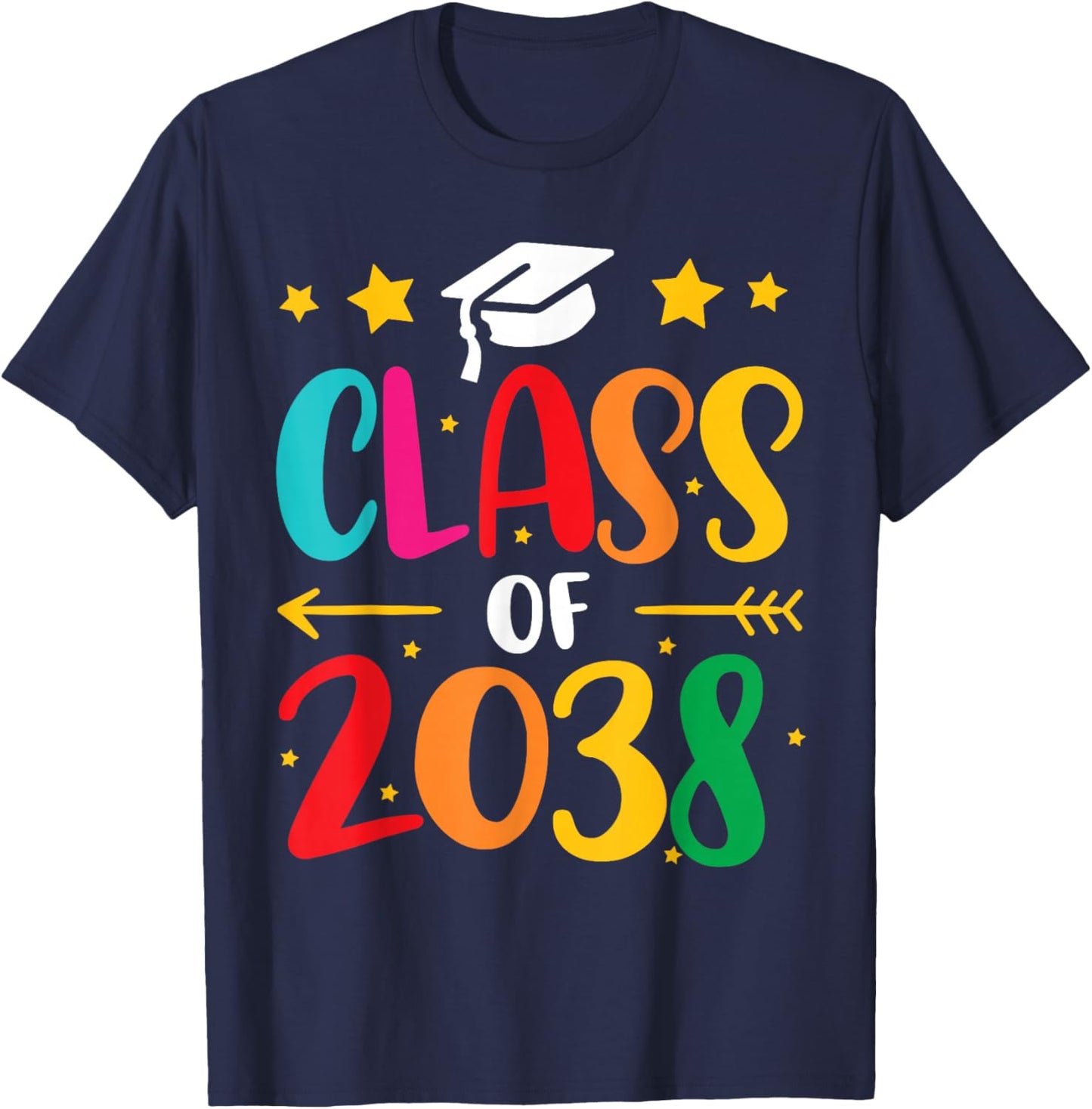 Kindergarten Class of 2038 First Day School Graduation Girls T-Shirt - T-Shirt | Navy