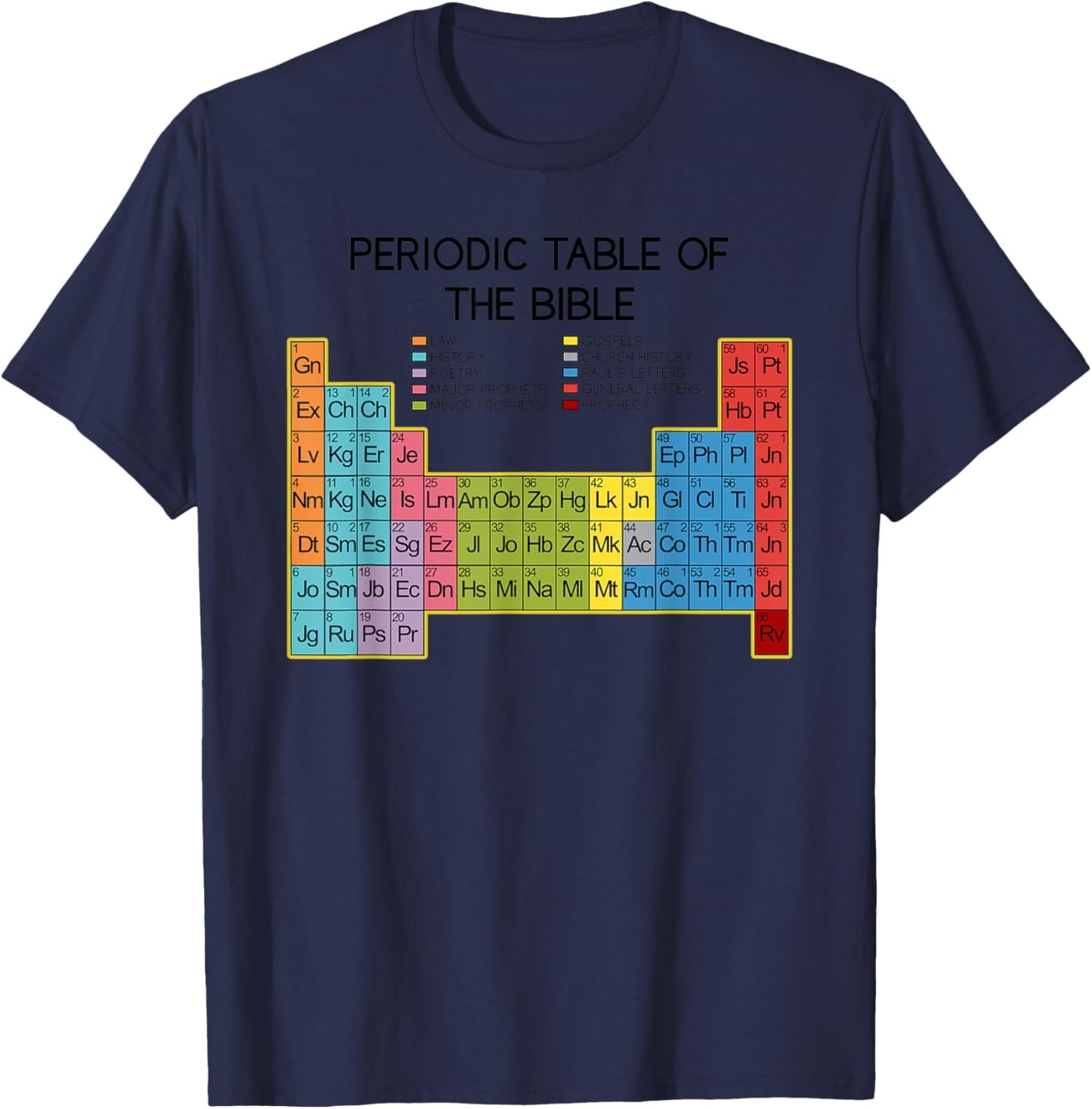 Christian Gift - God's Word - Periodic Table of the Bible T-Shirt - T-Shirt | Navy