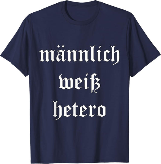 Männlich, Weiß, Hetero T-Shirt - T-Shirt | Navy