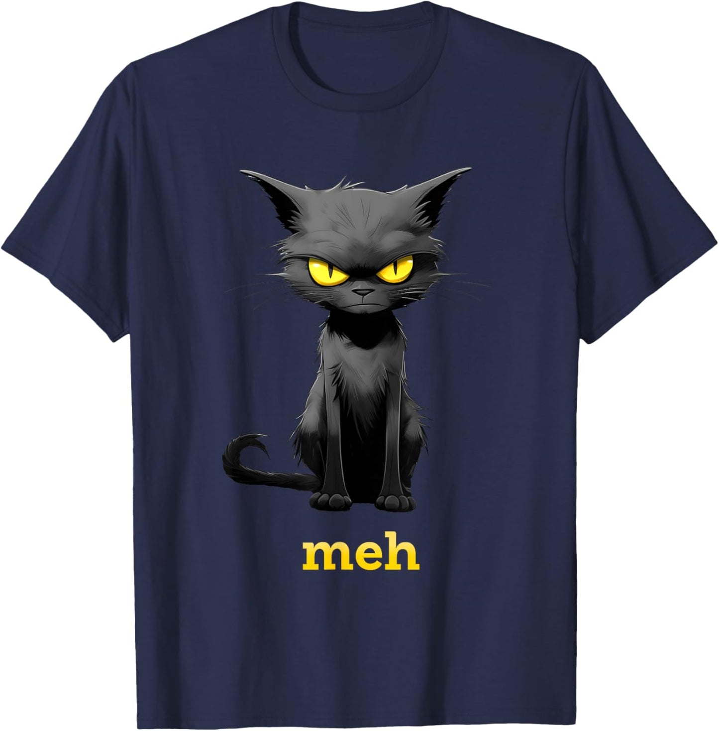 Meh Cat Women Girls Kids T-Shirt - T-Shirt | Navy
