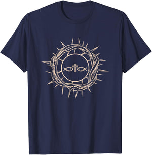 Crown Of Thorns Jesus Christ Christian Catholic Prayer Gift T-Shirt - T-Shirt | Navy