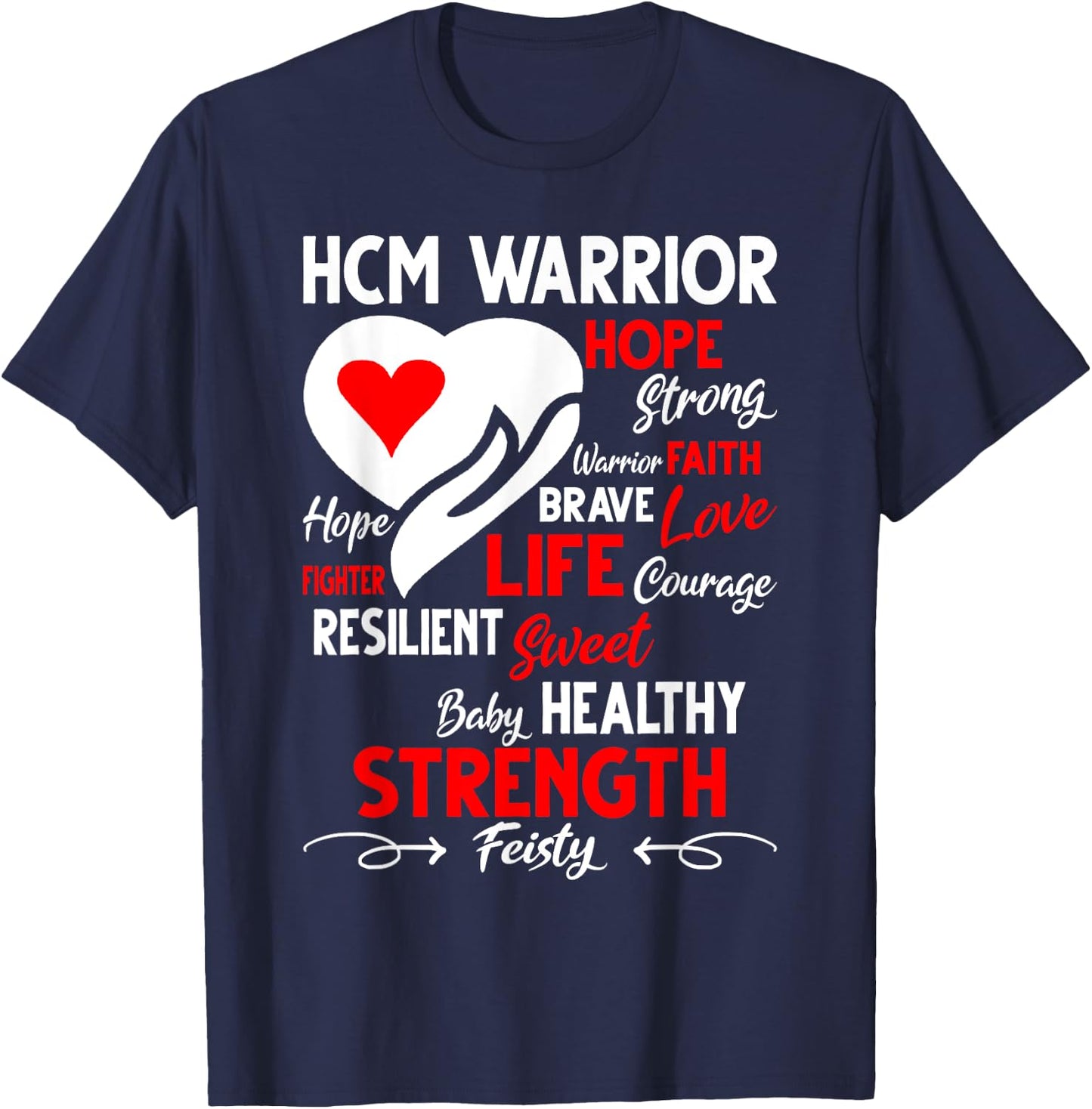 Hypertrophic Cardiomyopathy Raising Awareness HCM Warrior T-Shirt - T-Shirt | Navy