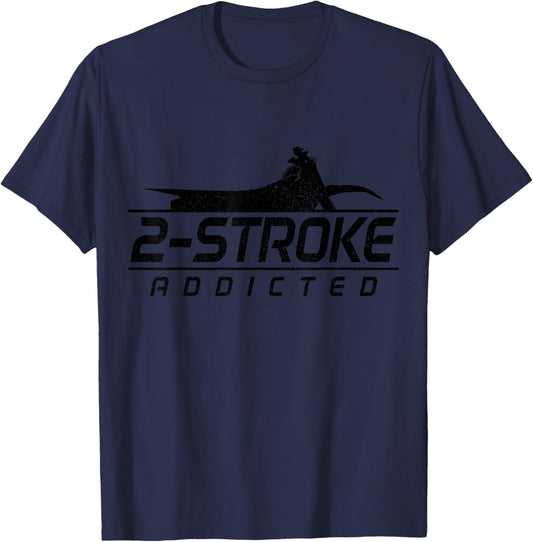 Motocross 2-Stroke Addict Vintage Biker Motorcycle Dirt Bike T-Shirt - T-Shirt | Navy