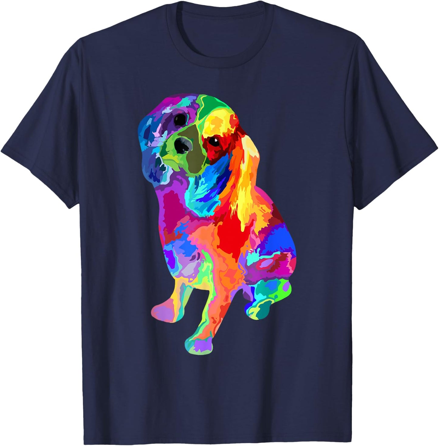 Dog Lover Gifts Cavalier King Charles Spaniel Colorful Dog T-Shirt - T-Shirt | Navy