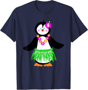 Hawaiian Penguin Aloha Luau Party Hula Dancer Costume T-Shirt - T-Shirt | Navy