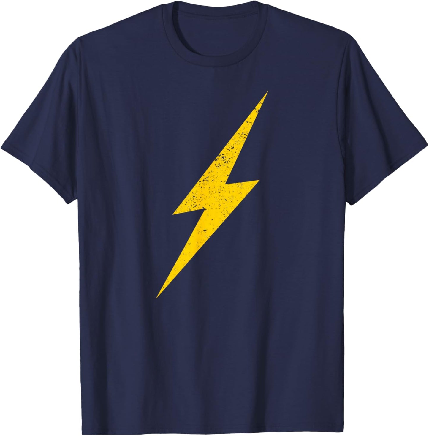 Yellow Lightning Bolt Electrical Storm Graphic Icon T-Shirt - T-Shirt | Navy
