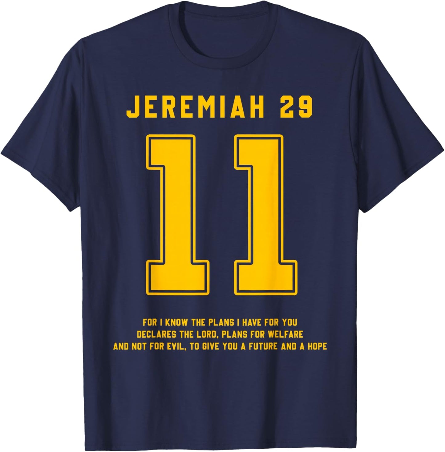 Jeremiah 29:11 Bible Verse Team Sports Jersey Christian T-Shirt - T-Shirt | Navy