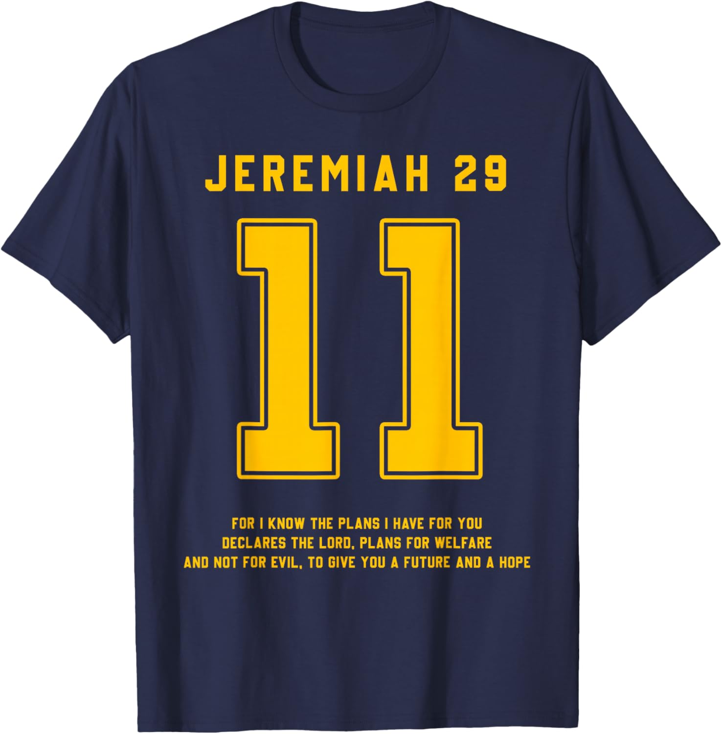 Jeremiah 29:11 Bible Verse Team Sports Jersey Christian T-Shirt - T-Shirt | Navy