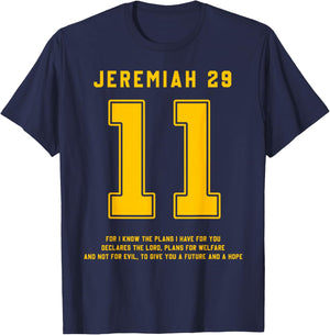 Jeremiah 29:11 Bible Verse Team Sports Jersey Christian T-Shirt - T-Shirt | Navy