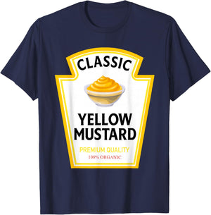 Yellow Mustard Funny Condiment Costume Party Matching T-Shirt - T-Shirt | Navy