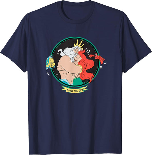 Disney The Little Mermaid King Triton & Ariel Father’s Day T-Shirt - T-Shirt | Navy