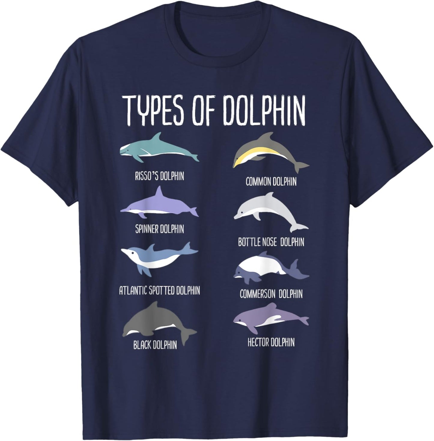Types of Dolphin T-Shirt - T-Shirt | Navy