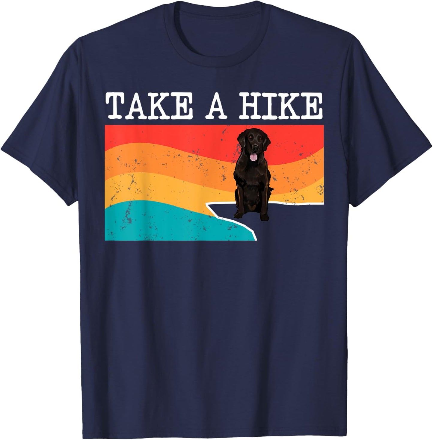 Funny Take A Hike Flat-Coated Retriever Graphic Hiking T-Shirt - T-Shirt | Navy
