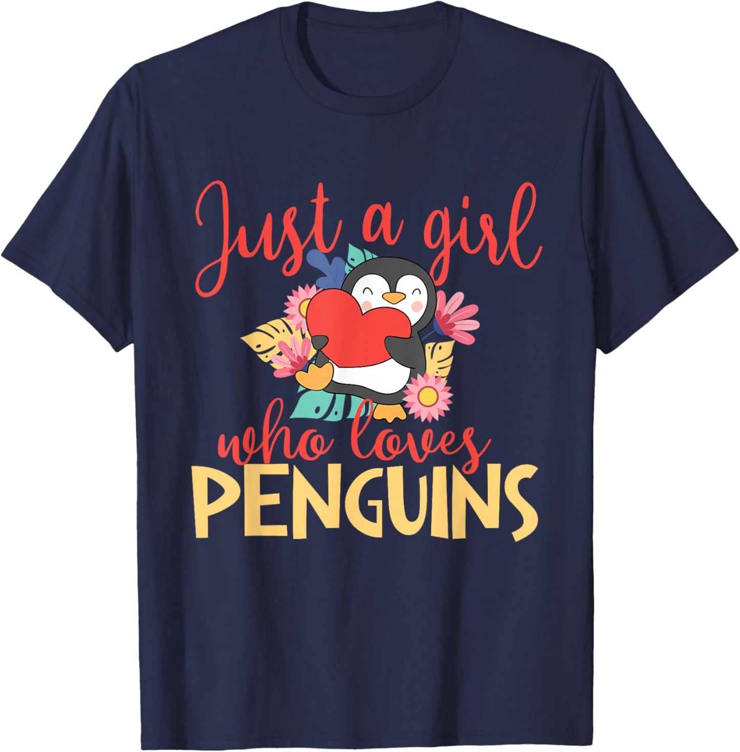 Just a Girl Who Loves Penguins - Penguin Lover Bird Watcher T-Shirt - T-Shirt | Navy