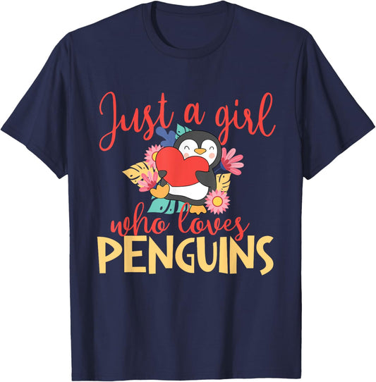 Just a Girl Who Loves Penguins - Penguin Lover Bird Watcher T-Shirt - T-Shirt | Navy