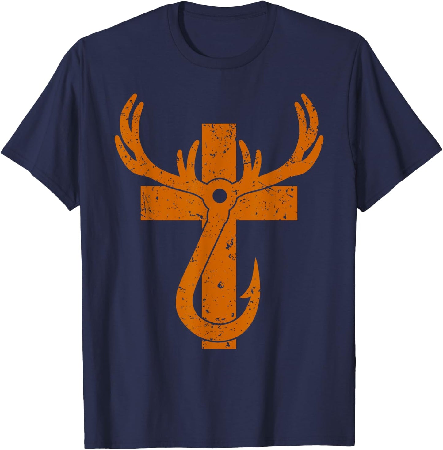 Funny Christian Hunting Fishing Lover Gift T-Shirt - T-Shirt | Navy