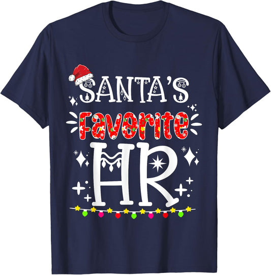 Santa's Favorite HR - Funny HR Christmas Human Resource T-Shirt - T-Shirt | Navy