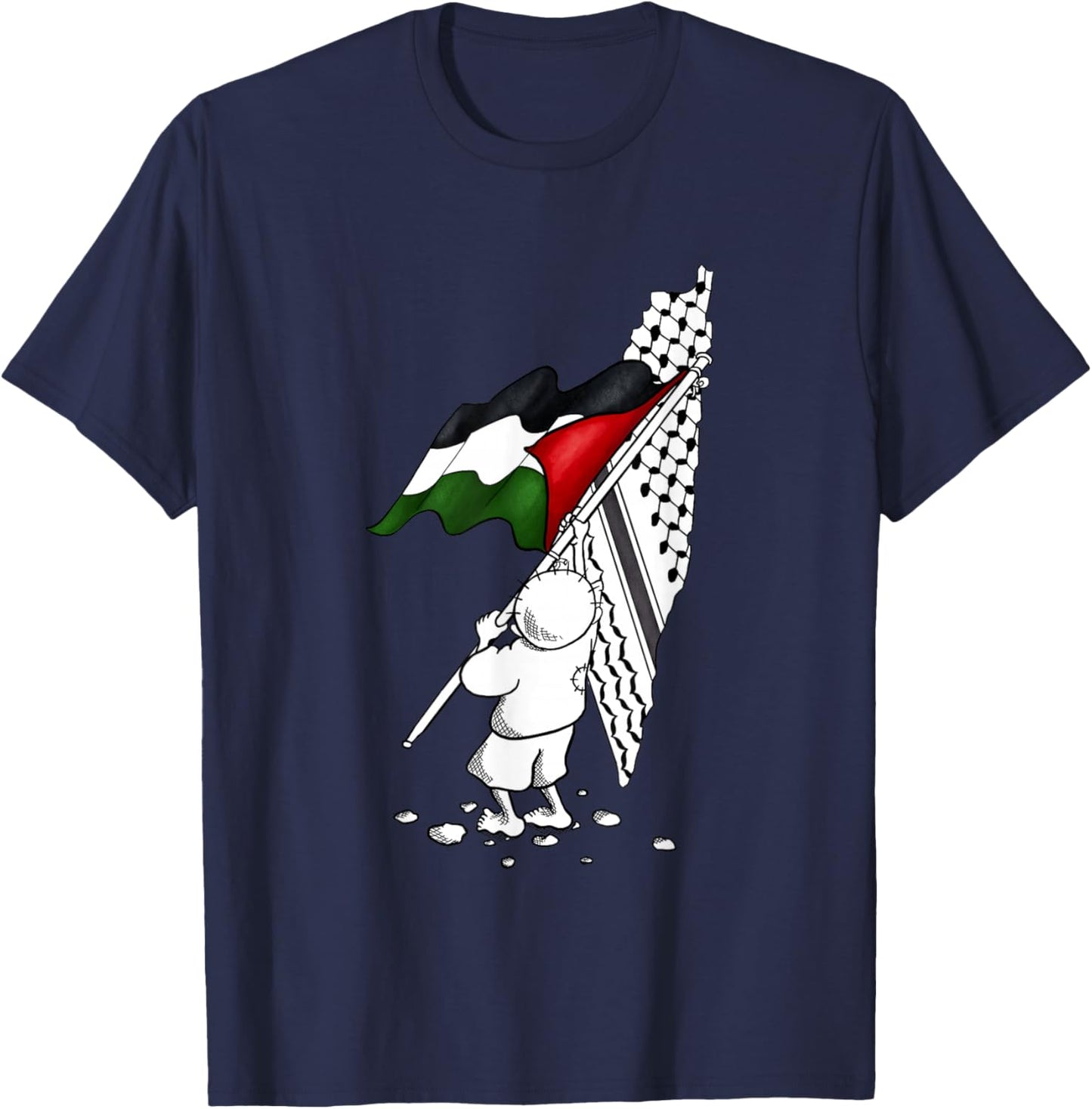 Palestine Free in Arabic Gaza Flag T-Shirt - T-Shirt | Navy