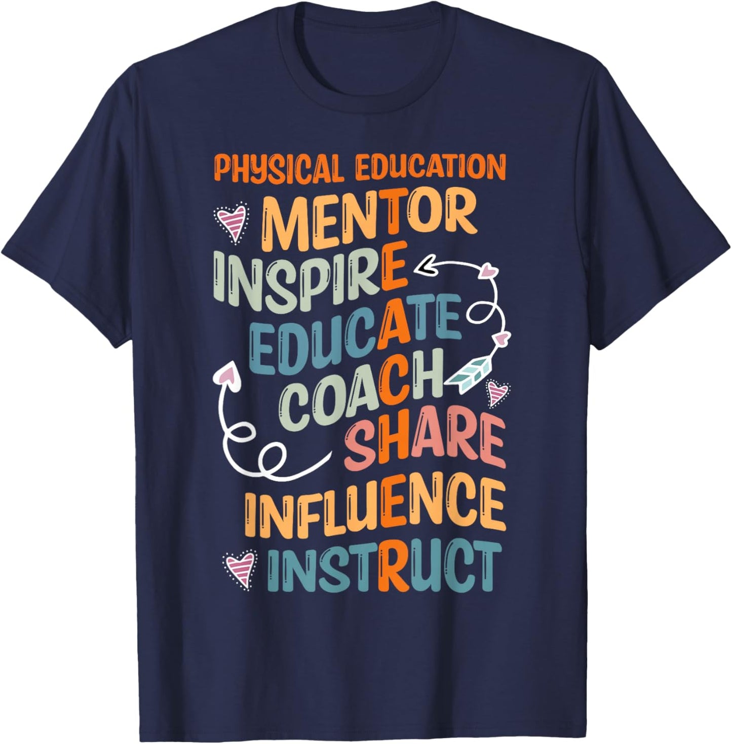 PE Teacher Mentor Physical Education Teacher Outfit T-Shirt - T-Shirt | Navy