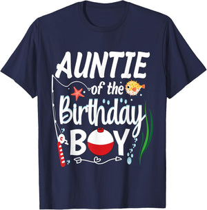 Auntie Fishing Birthday Boy Theme Auntie of the Birthday Boy T-Shirt - T-Shirt | Navy