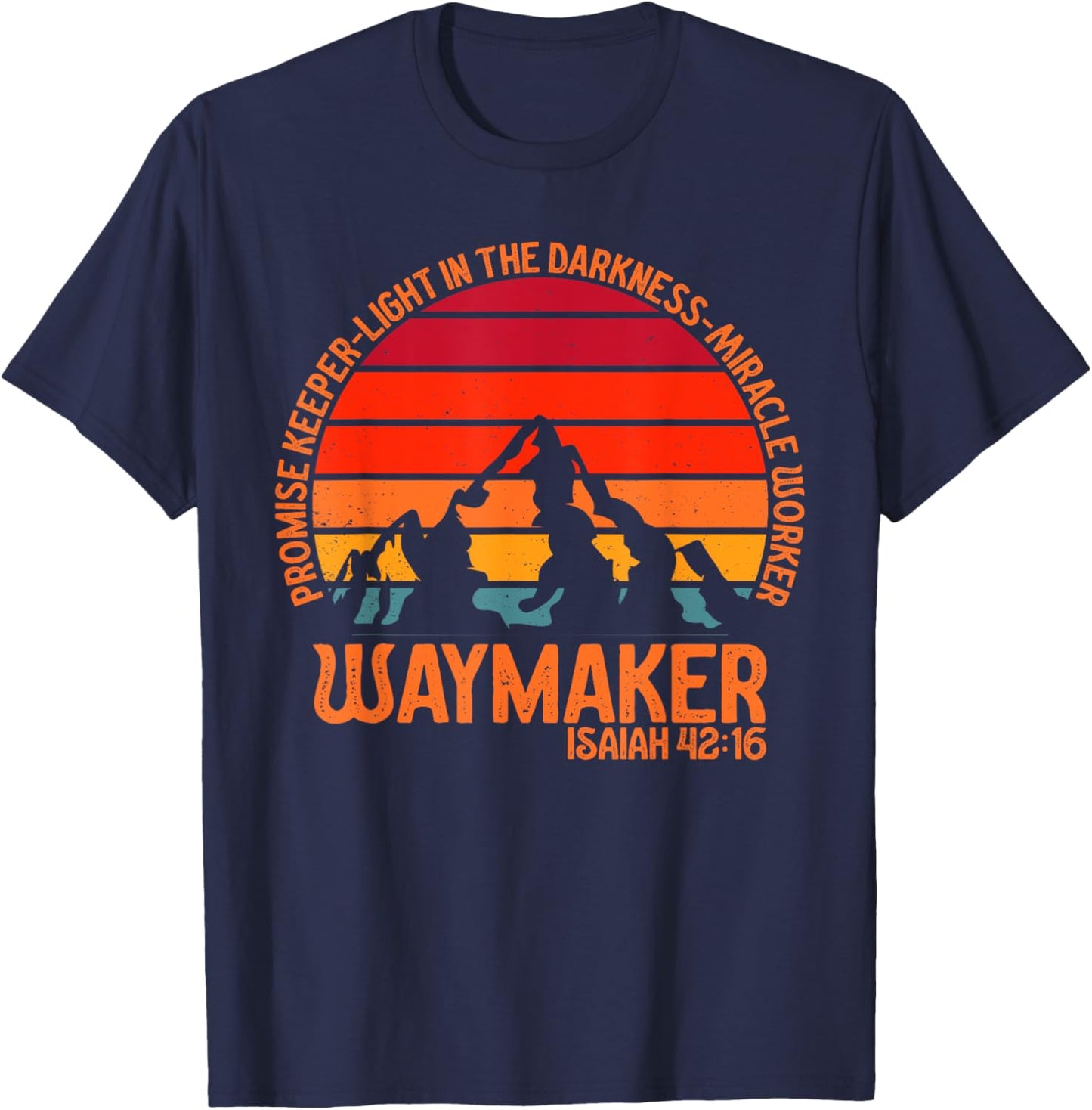Waymaker Vintage Promise Keeper Miracle Worker Christian T-Shirt - T-Shirt | Navy