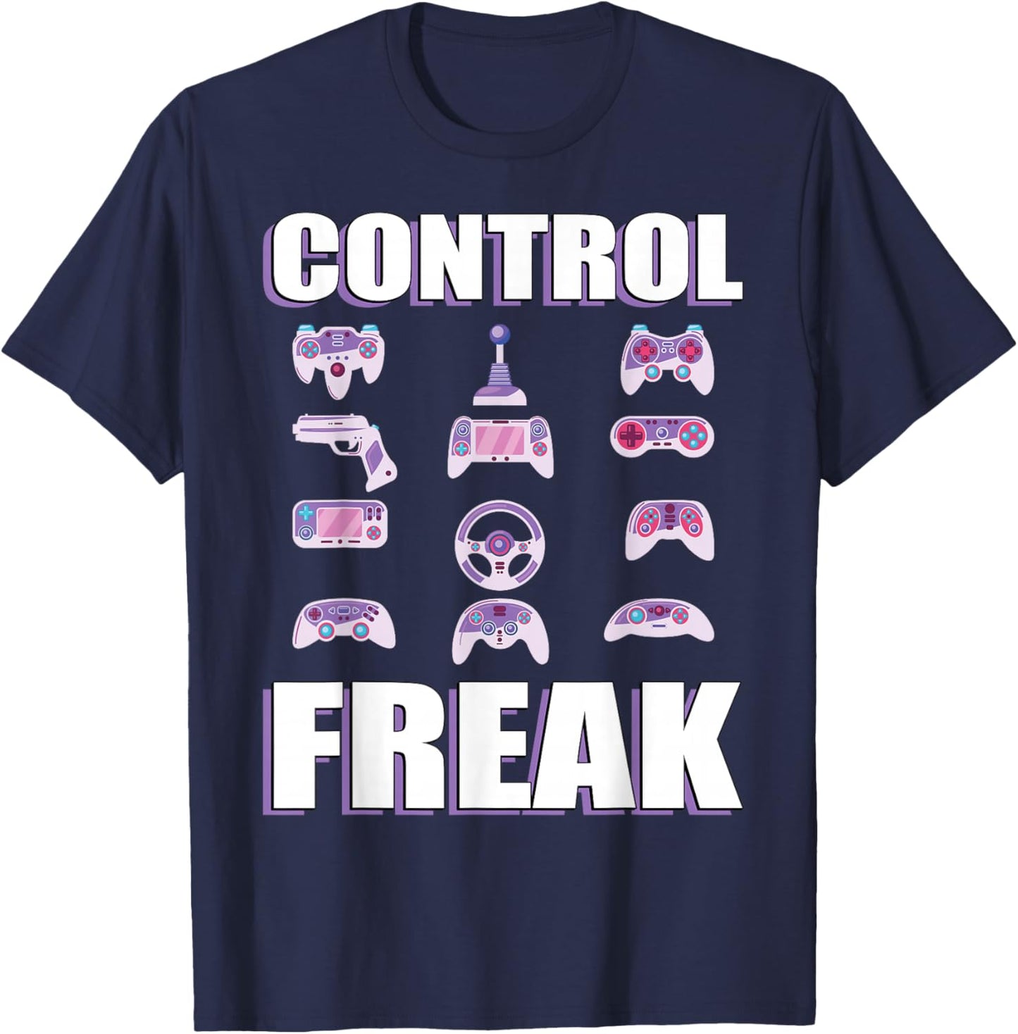 Gamer Control Freak Funny Gaming T-Shirt - T-Shirt | Navy