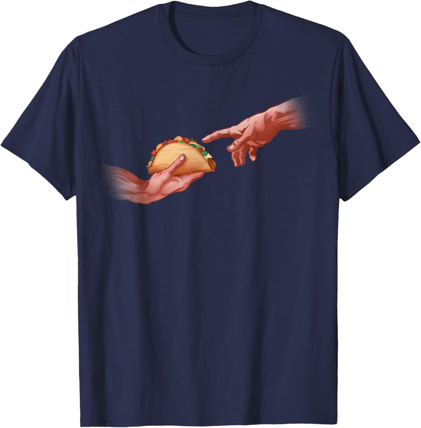 Funny Taco Creation God Hand Tacos Humor Food T-Shirt - T-Shirt | Navy