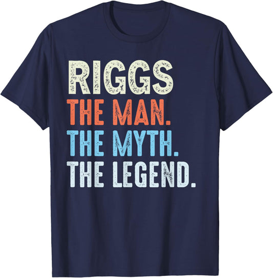 Riggs The Legend Name Personalized Cute Idea Men Vintage T-Shirt - T-Shirt | Navy