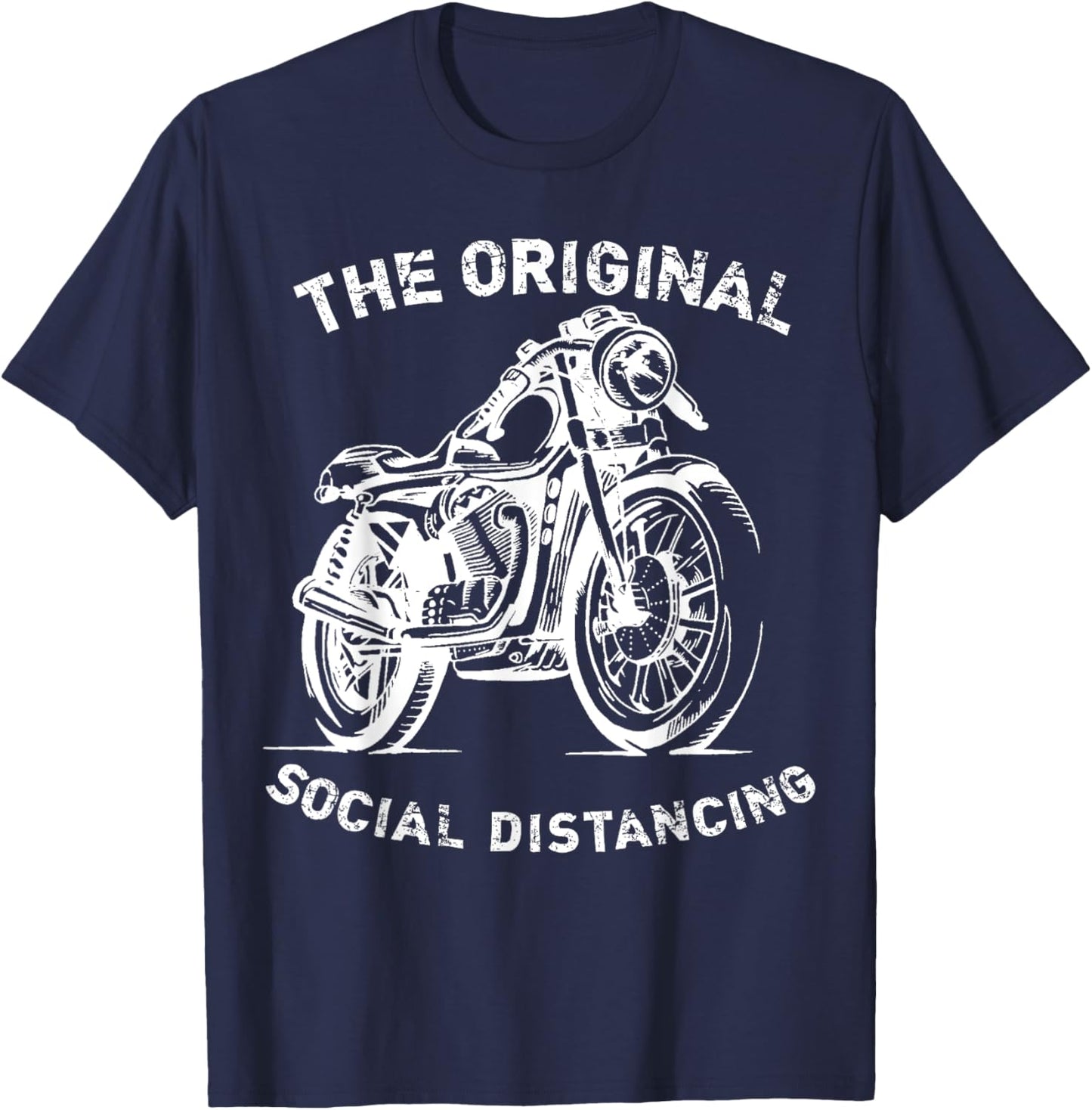 Funny Motorcycle Original Social Distancing T-Shirt - T-Shirt | Navy