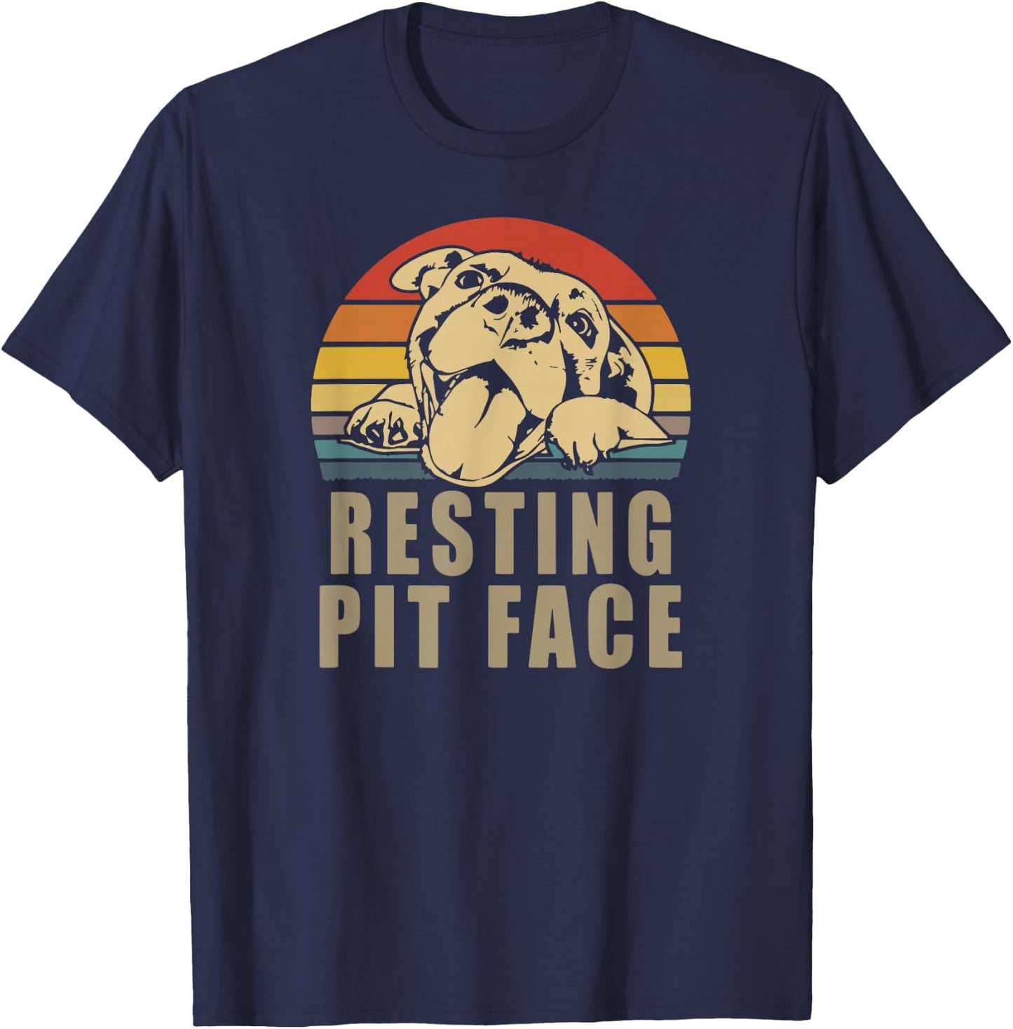 Resting Pit Face - Pitbull Lovers Gift T-Shirt - T-Shirt | Navy