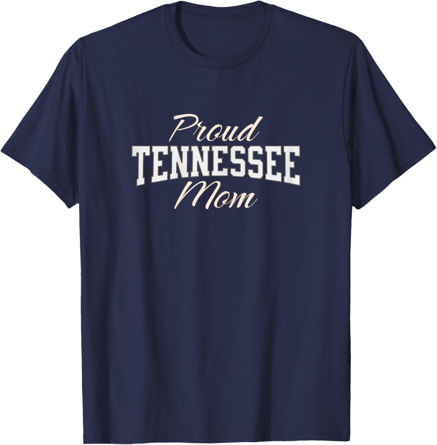 Cute Tennessee Mom | Classic TN Orange Vintage Varsity Print T-Shirt - T-Shirt | Navy