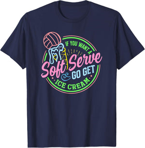 Volleyball Soft Serve Get Ice Cream Funny Player Women Kids T-Shirt - T-Shirt | Navy