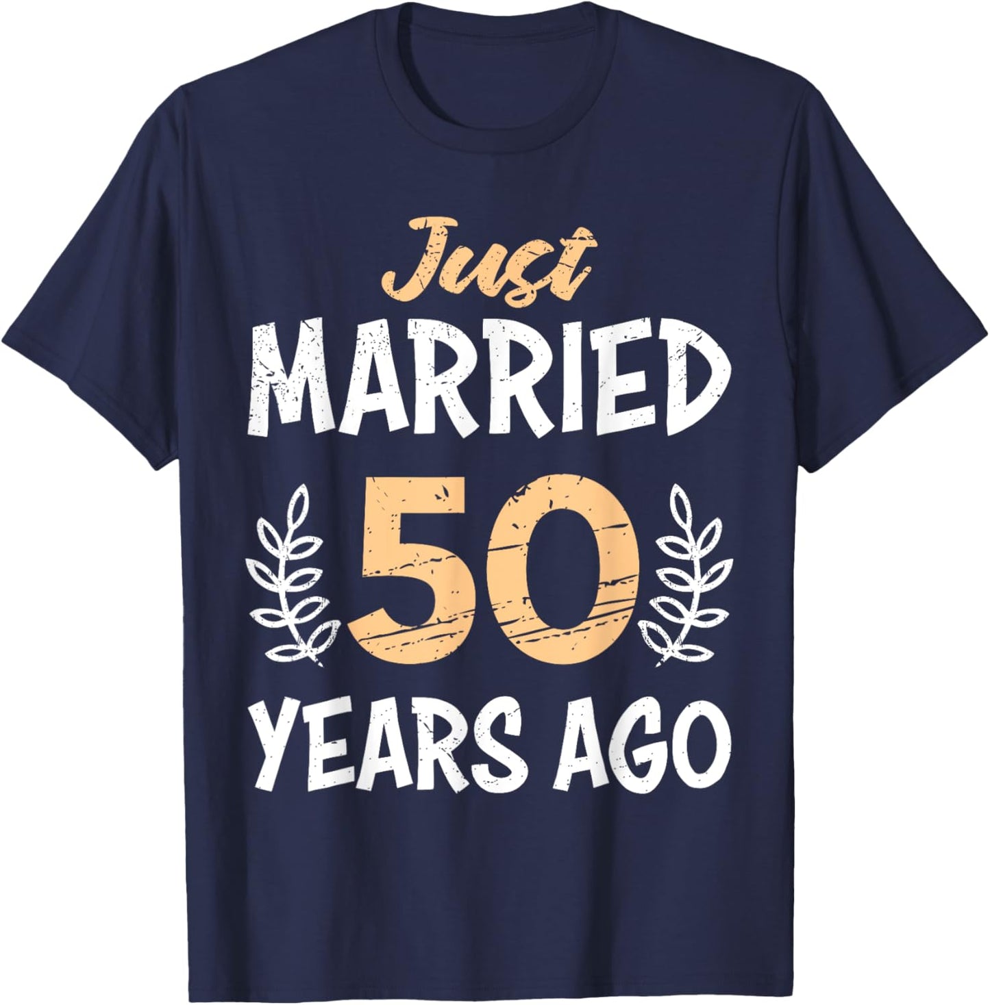 Just married 50 Jahre Goldene Hochzeit T-Shirt - T-Shirt | Navy